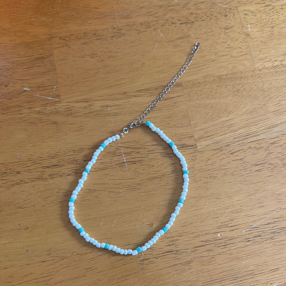 Blue and White Beaded Necklace